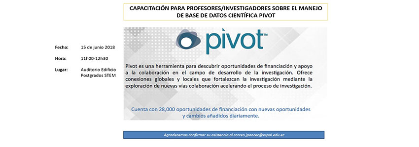 CAPACITACIÓN PARA PROFESORES/INVESTIGADORES SOBRE EL MANEJO DE BASE DE DATOS CIENTÍFICA PIVOT CAPACITACIÓN PARA PROFESORES/INVESTIGADORES SOBRE EL MANEJO DE BASE DE DATOS CIENTÍFICA PIVOT